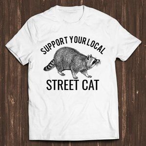 Support Your Local Street Cats Raccoon Retro Film Gamer Cult